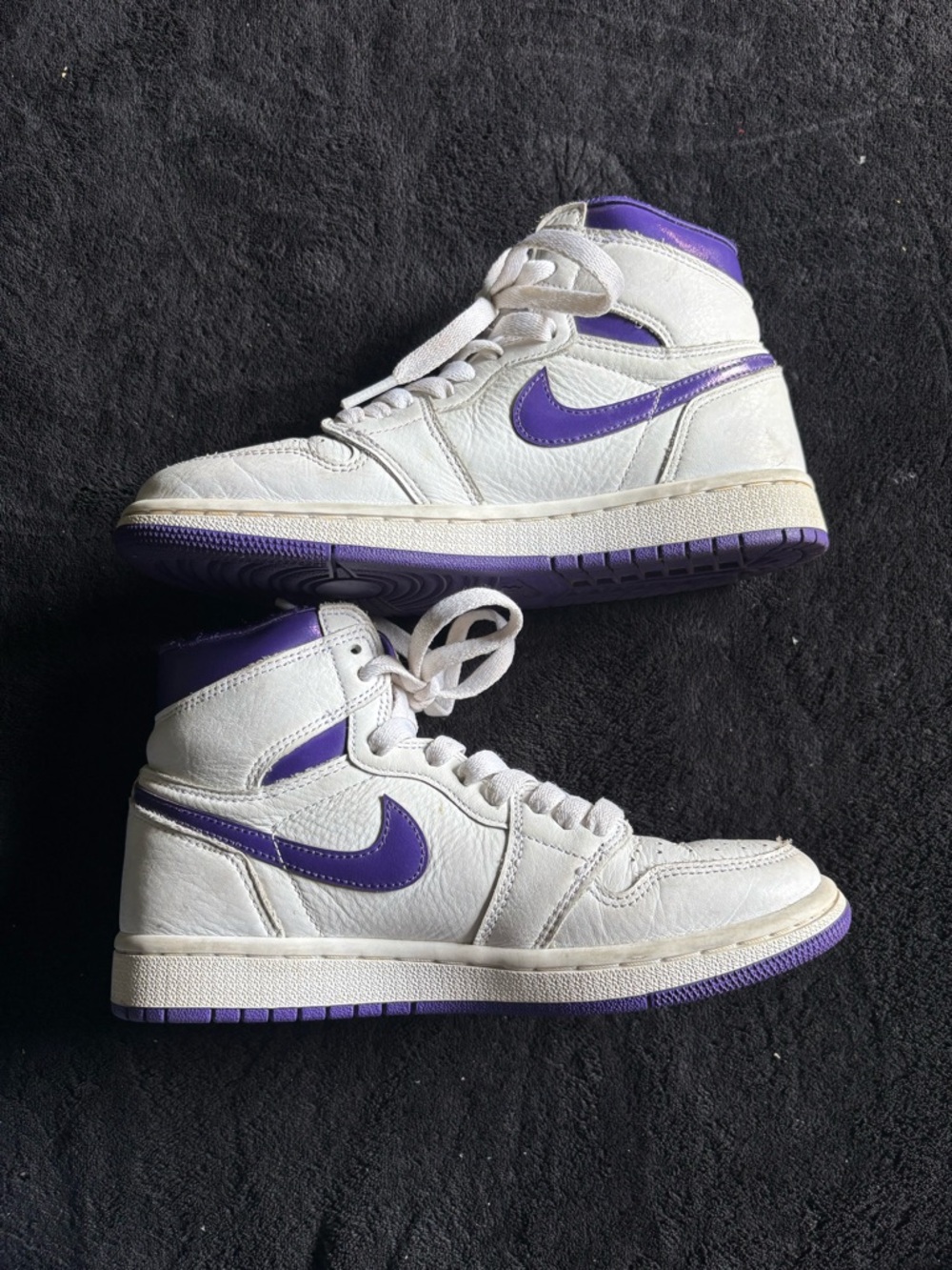 Nike Air Jordan Style White & Purple High-Top Sneakers